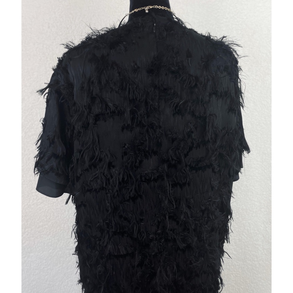 CARVEN • Black Faux Fur Mini Shift Dress, 6 - Picture 9 of 15